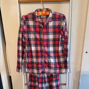 Plaid Kids Pajama Set - Red, Blue, and White